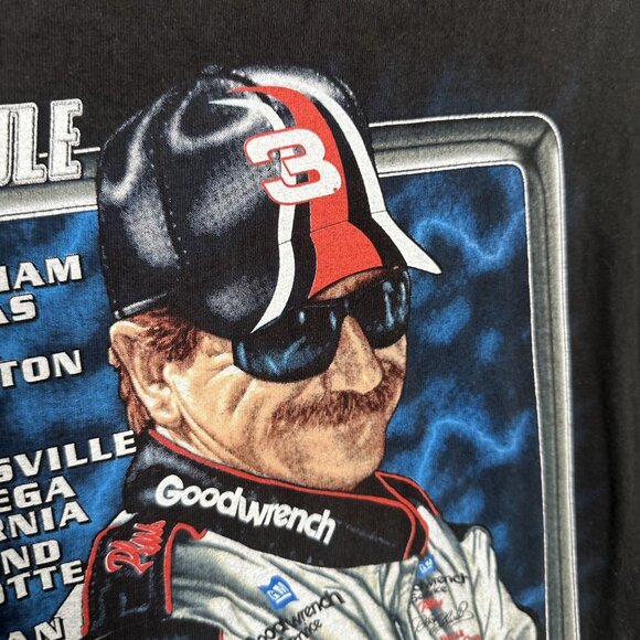 VINTAGE 2001 Schedule Dale Earnhardt Sr T-Shirt Mens Large Black NASCAR - Picture 12 of 14